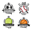 Set of sport team logo for four sport disciplines