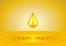 Drops Of Liquid Gold On Gold Background