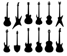 Musical Instruments Set. Electric, Acoustic, Bass, Ruthm Guitar
