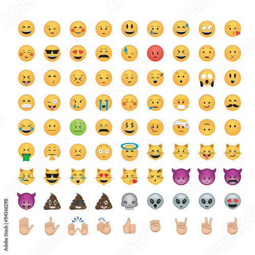 Photographie Set of emoticon vector isolated on black background