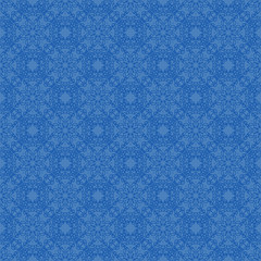 Seamless Texture on Blue. Element for Design. Ornamental Backdrop. Pattern Fill. Ornate Floral Decor for Wallpaper. Traditional Decor on Background