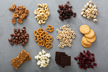 Wall Mural - Variety of healthy snacks overhead shot