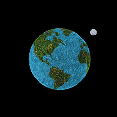 abstract globe on a black background with the moon