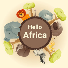 Wild African animal background ,vector, illustration