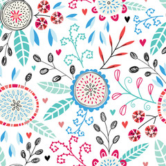 Aufkleber - Romantic floral seamless pattern