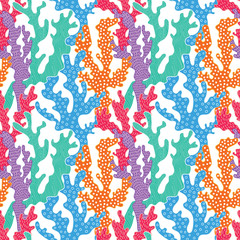 Aufkleber - Colorful corals seamless pattern. Vector background