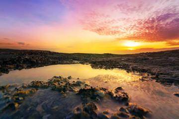 Wall Mural - tropical beach at sunset. color sunset on beach