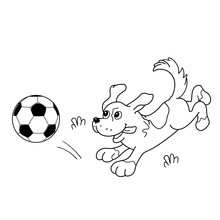 Coloring Page Outline Of Cartoon Dog With Soccer Ball