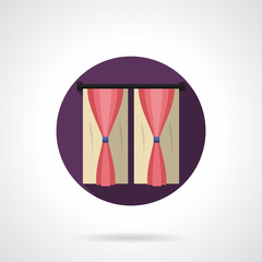 Drapes in interior round flat vector icon