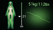 © boscorelli - 3D Illustration of a Fat Woman Losing Body Weight and BMI Index