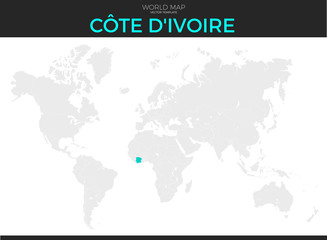  Republic of Cote d'Ivoire or Ivory Coast Location Map