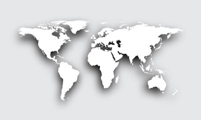  Gray 3d world map.