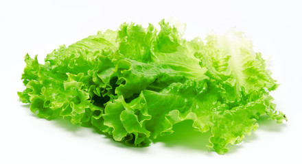 Fresh lettuce leaves isolated on a white