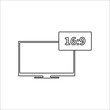 Aspect ratio 16:9 widescreen tv thinline simple icon on background