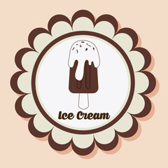 Vintage ice cream over seal stamp. Dessert design. Vector graphi