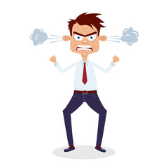 Angry businessman. Vector cartoon flat character on white background