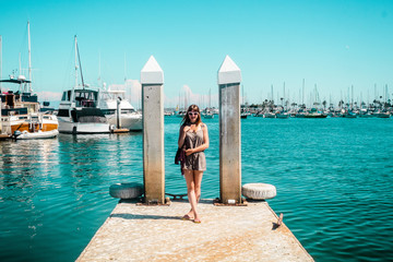 Poster - Stylish Girl at Marina in Harbour Island, San Diego