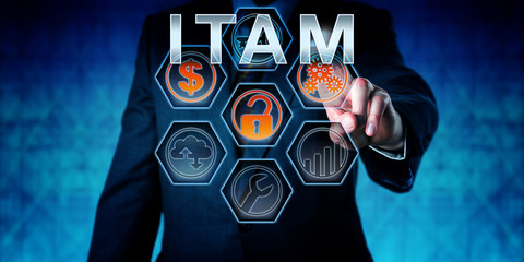 business person touching itam