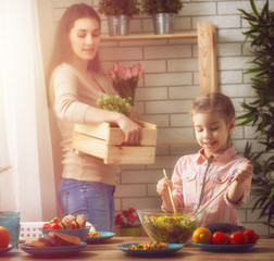 Wall Mural - family having dinner