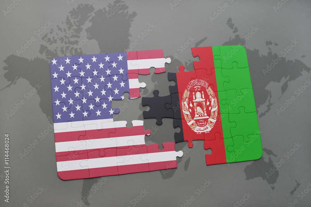 puzzle with the national flag of united states of america and ...