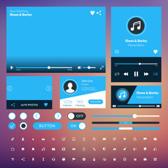 Wall Mural - Set of flat design UI elements for website and mobile applications. Vector illustration. Icons, buttons, web elements