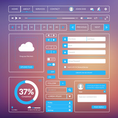 Wall Mural - set of flat design ui elements for website and mobile applications. vector illustration. icons, butt