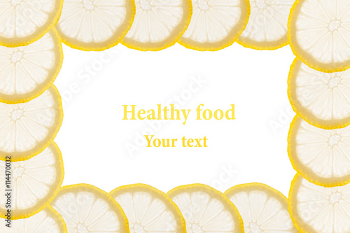 Decorative Frame From Circles Of Lemon Slices On A White