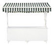 White market stall with striped awning