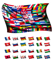 Wall Mural - Huge flag, consisting of different countries. Vector.