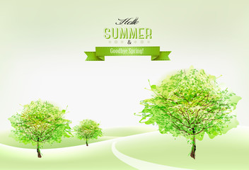 Aufkleber - Beautiful green summer nature background. Vector.