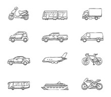 Transportation Icon Series In Sketch.