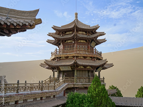 Foto The Crescent Moon Pagoda in Dunhuang on the Silk Road (Gansu Province, China)