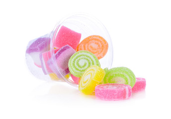 Jelly sweet, flavor fruit, candy dessert colorful on white backg