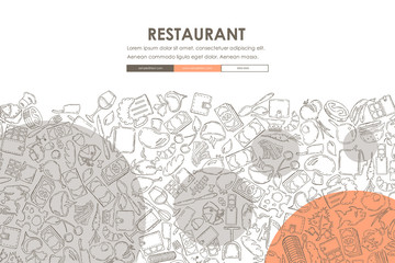 Canvas Print - restaurant Doodle Website Template Design