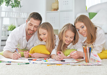 Poster - happy family painting together