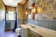 Blue antique bathroom original. Amazing home from 1856 has never been touched since then. Lakewood, WA, USA.