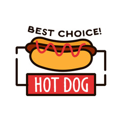 Wall Mural - Hot dog shop retro badge for fast food design