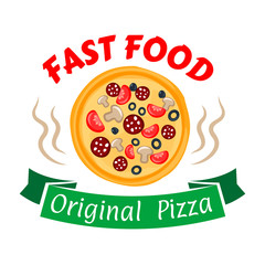 Sticker - Pepperoni pizza icon for pizzeria menu design