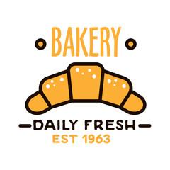 Wall Mural - Daily fresh bakery shop icon with linear croissant