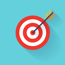 Target Bullseye Or Arrow On Target Flat Icon. Flat Design Modern