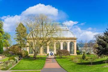 Glasshouse at the Royal Botanical Gardens in public park  Edinbu