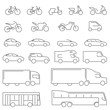 Flat Line icons - Transportation Vehicles Icons - Illustration