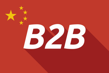 Wall Mural - Long shadow China flag with    the text B2B