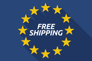 Wall Mural - Long shadow European Union flag with    the text FREE SHIPPING