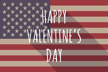 Canvas Print - Long shadow USA flag with    the text HAPPY VALENTINES DAY