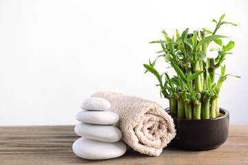 Poster - Spa composition with bamboo on light background