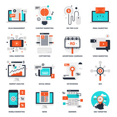 Wall Mural - Digital Marketing Icons