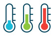 Vector illustration of three different thermometer shows of the