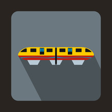 A Colorful Monorail Train Icon, Flat Style
