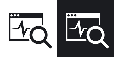 Vector diagnostics software icon. Two-tone version on black and white background